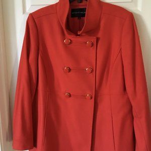 ANTONIO MELANI Vibrant Orange Wool Double Breasted Pea Coat 14